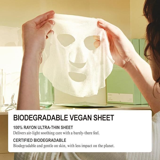 NUNIES Calming Sheet Mask – Korean Soothing Face Mask for Redness & Sensitive Skin | CICA, Allantoin & Panthenol | pH-Balanced | Alcohol-Free, Fragrance-Free, Colorant-Free | 5 Sheets