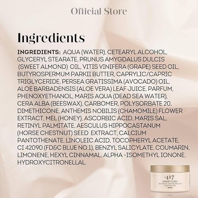 -417 Dead Sea Cosmetics Ocean Deep Nutrition Body Butter For Dry Skin - Nourishes & Protects from UV Radiation - Softening Body Moisturizer - With Shea Butter & Aloe Vera - All Natural 8.4 oz