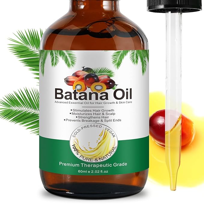 100% Cold-Pressed Batana Oil – Pure Hair Growth & Repair Oil, 60 ml | Natural & Chemical-Free Deep Nourishing Treatment for Scalp, Split Ends & Dry Hair (2.02 Fl Oz （Pack of 1）)