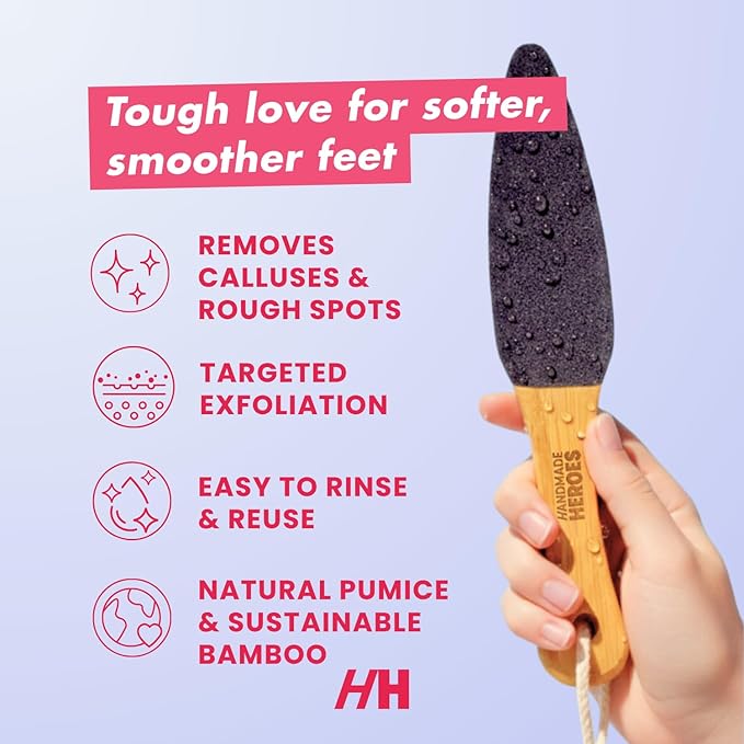 Handmade Heroes Foot Exfoliator - Deep Skin Smoother for Dry, Rough Areas & Cracked Heels – Natural Scrub for Silky Soft Skin