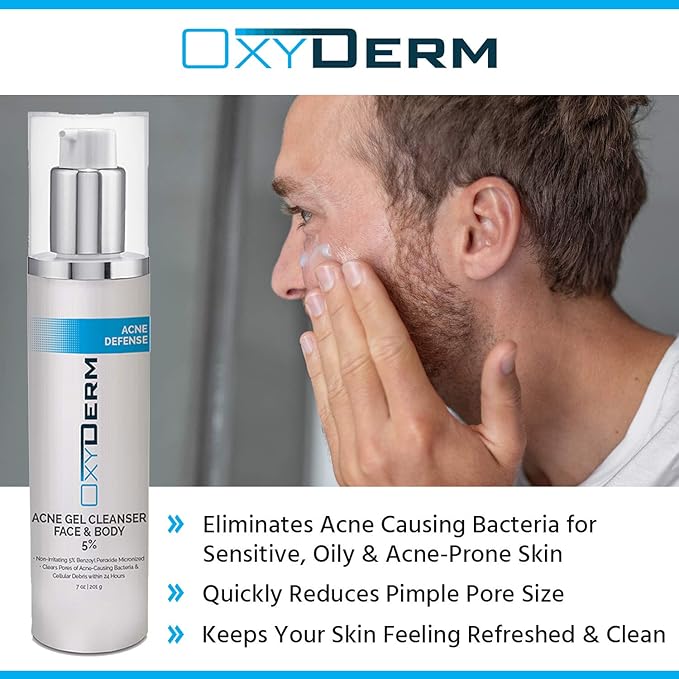 Acne Face wash Treatment with Benzoyl Peroxide 5% - Clinically Proven Wash to Fight Acne Blemishes on Contact. Eliminates Cystic Breakouts, Oily Skin, Clogged Pores, Blackhead, Whitehead, & Pimples.