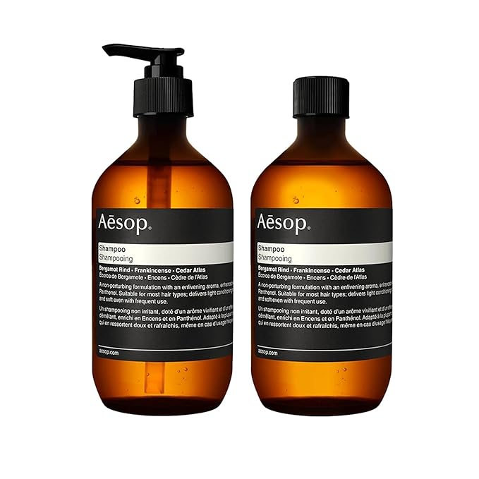 Aesop Shampoo + Refill | Soften Hair, Restore Shine | Bergamot Rind, Frankincense, Cedar Atlas | 16.9 oz / 500 mL (Pack of 2)