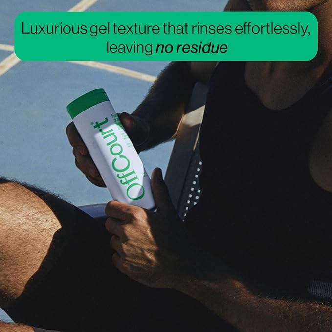 OffCourt Sulfate-Free Body Wash for Men & Women - Non-Drying Exfoliator with Glycolic & Lactic Acids Leaves Skin Fresh & Smooth with Fresh Citrus and Driftwood, 14 Fl. Oz (Pack of 1)