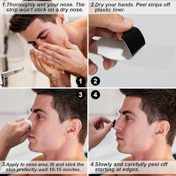 80 Pcs Blackhead Remover Pore Strips, Black Head Remover for Face, Natural Charcoal Nose Strips for Pore Cleaner, Large Size Nose Pore Strip for Men Women for Oil Blackheads & Whiteheads Remover