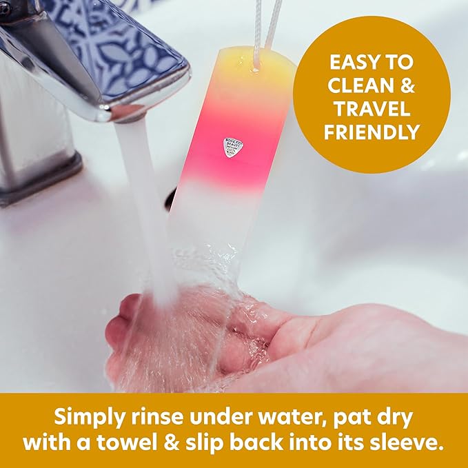 Bona Fide Beauty Czech Glass Foot File with Sleeve. Foot Callus Remover Made in The EU (Sunset Color)