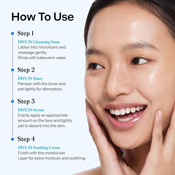 Torriden DIVE IN Trial Kit | Hyaluronic Acid Infused Daily Skincare Kit - 4 Step Regimen with Foam Cleanser, Facial Toner, Serum, and Cream | Travel Essential | Holiday Gift Stocking Stuffer