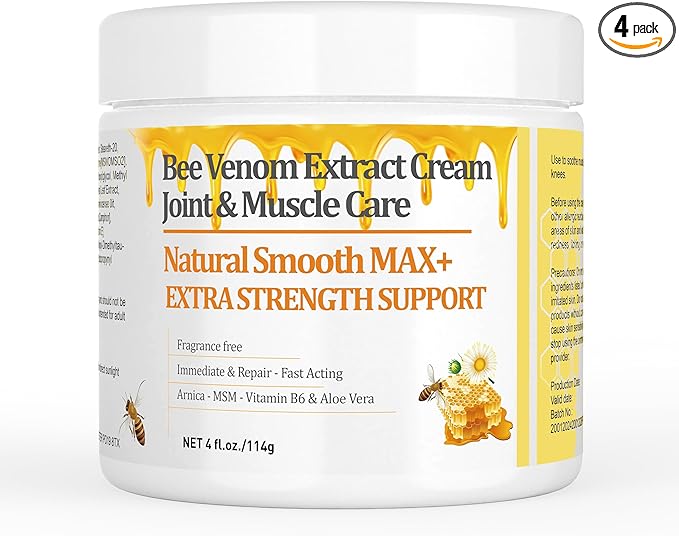New Zealand Bee Venom Cream, High Strength Recovery Muscle Joint Cream, Natural Organic, Soothe Back, Neck, Hands, Feet, Shoulder, Leg, Knee, Ankle Pain