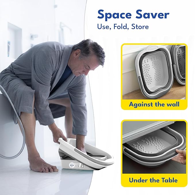 Foot Soaking Tub for Soaking Feet, Collapsible Foot Tub, Foot Bath Soak Tub with Massage Nodes, Large Pedicure Foot Spa Bucket, Portable Foot Soaker Container for Foot Care Routine at Home