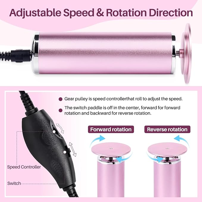 LIONVISON Electric Foot Callus Remover: Adjustable Speed Foot File for Cracked Heels - Working Women's Summer Pedicure Tool with 60pcs Sandpaper Discs - Dead Skin Remover for Dry Feet at-Home