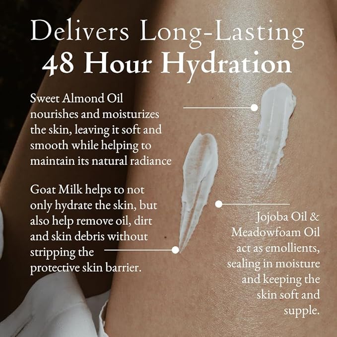 Goat Milk Body Lotion for Dry Sensitive Skin – Natural Moisturizer for Face, Hands & Body – Handmade, Fast-Absorbing, Lightweight, Non-Greasy – Multiple Scents (16oz, Honey Suckle)