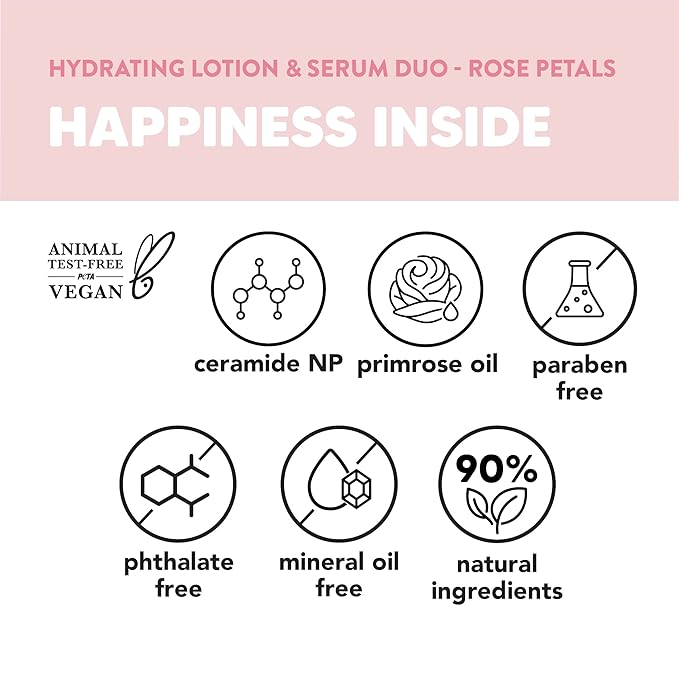 Onyx Professional Hydrating Body Lotion & Serum Duo, Rose Petals, 7 fl oz, 2pk