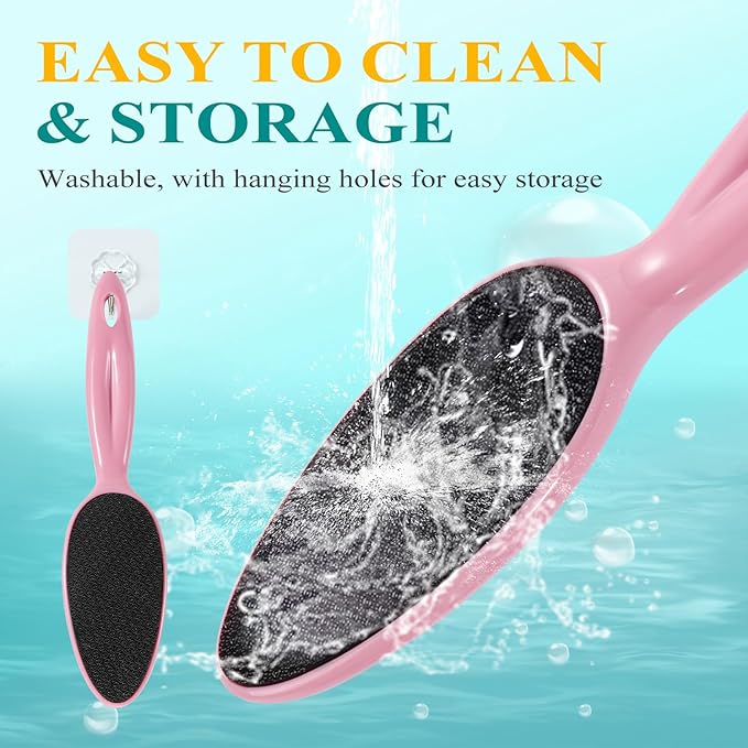 Glass Foot File, Foot Scrubber for Hard Skin Remover - Foot Callus Remover, Pedicure Tools for Feet Dead Skin, Foot Care for Women and Men, Gentle Effective Heel Scraper (Pink)