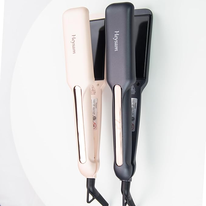 Heysam Flat Iron Hair Straightener for Thick Hair, Titanium Ceramic Ionic Dual Voltage Hair Straightener and Curler 2-in-1, Travel Flat Iron 1.6 Inch for Less Frizz, Shinier & Smoother, Fast Heating