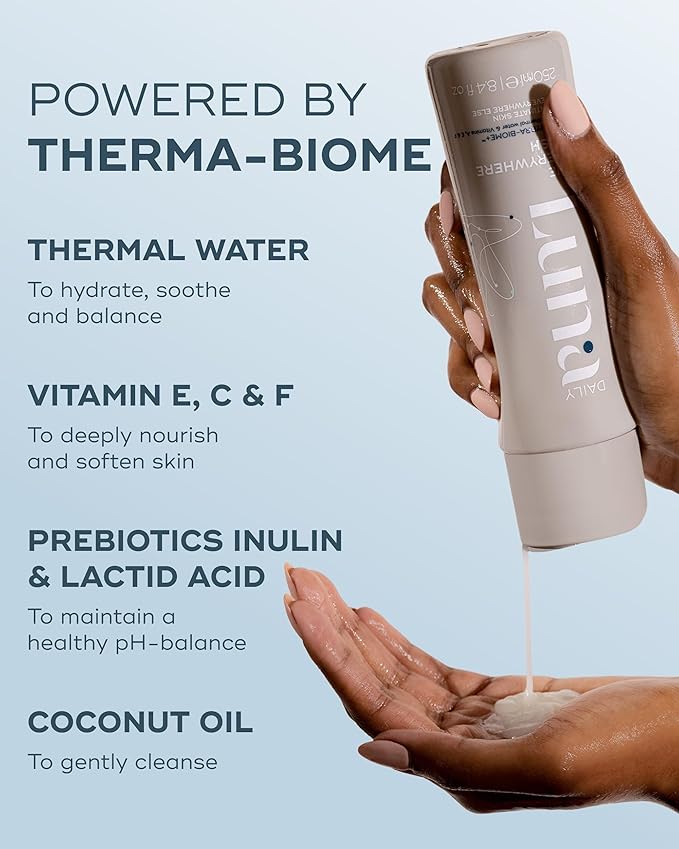 Luna Daily Feminine Wash, Fresh Jasmine & Ylang Ylang Scent | pH-Balanced Body Wash for Women | Moisturizing Aloe Vera & Prebiotics | Sensitive Daily Cleanser & Pregnancy-Safe, 250ml