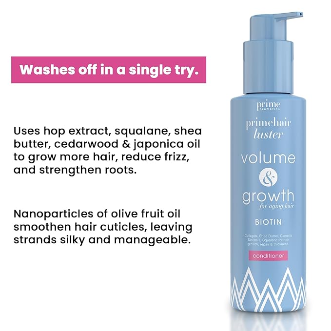 PRIME PROMETICS PrimeHair Luster Conditioner for Mature Women – Biotin Enriched, Sulfate-Free and Paraben-Free Conditioner – Perfect for Damaged, Dry, Thinning and Oily Hair