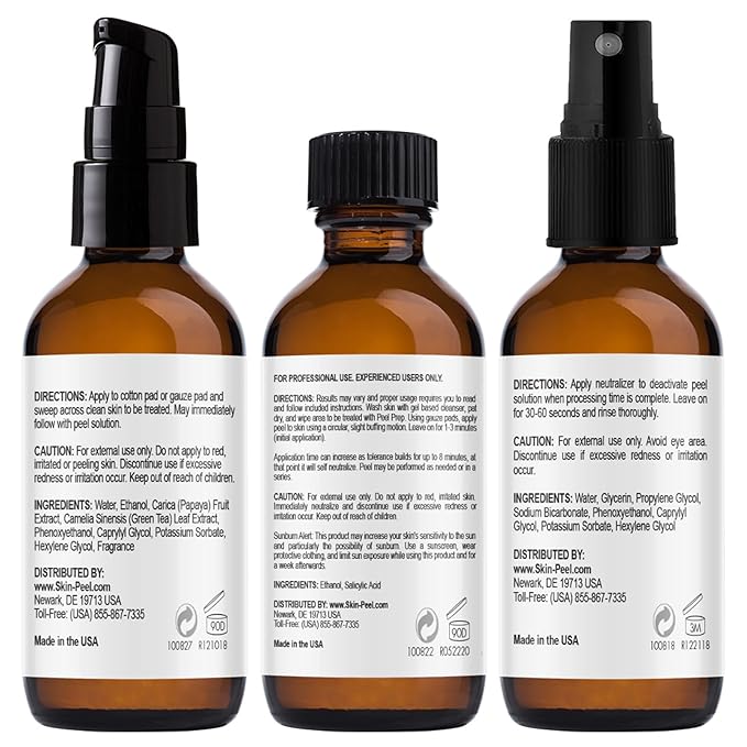 MedPeel Salicylic Acid Peel 30% Essential Peel Kit, Includes Peel, Prep, Neutralizer, Deep Strength Professional Grade Chemical Face Peel for all Skin Tones, 1oz/30ml (Kit of 3)