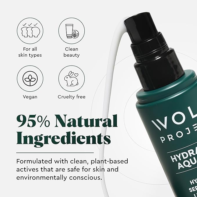 Wolf Project Advanced Skin Care Face Moisturizer Gel Cream, Anti Aging Face Gel Serum with Hyaluronic Acid, Bamboo Water, Tea Tree Leaf, Ginger Root, Ginseng - For All Skin Types, 3.38 oz