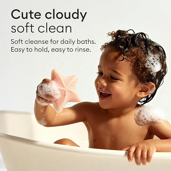 Vove Organic Konjac Baby Bath Sponges 3-Pack - Safe Natural Bath Sponges for Newborns Infants & Toddlers, Cute Ocean Shapes, Plant-Based Baby Bathing, Certified Organic