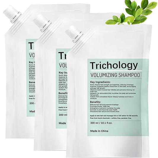 Trichology Shampoo | Anti-Hair Fall & Less Shedding & Volumizing Shampoo | Biotin, Arginine & Oleanolic Acid Strengthens Roots Promotes Hair Growth Oil Control & Scalp Nourishment 300ML (3PCS)
