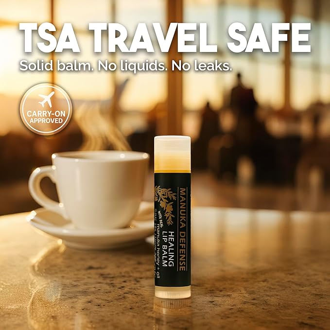 BALM OF GILEAD Manuka Defense Healing Lip Balm - Intensive Moisture Therapy in Tube w/Manuka, Tea Tree & Cooling Peppermint - Ideal for Chapped & Cracked Lips - Beauty Pack Of 4-0.15 oz