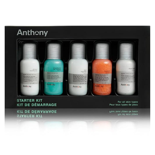 Anthony Starter Kit, 5 Count, Glycolic Facial Cleanser, Facial Scrub, All Purpose Facial Moisturizer, Invigorating Rush Hair & Body Wash, Shave Cream