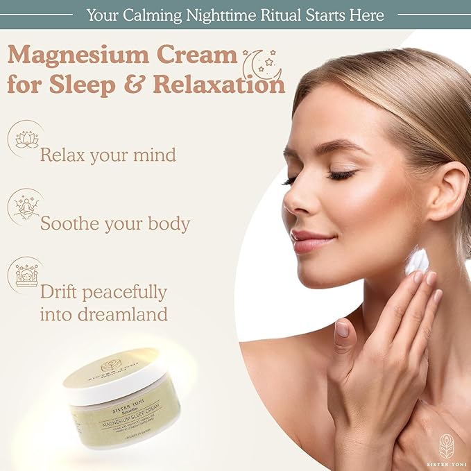 Magnesium Cream for Sleep - Lavender, Valerian Root, Vitamin D3 & Melatonin - Calming Natural Topical Magnesium Lotion Butter - Handcrafted in Small Batches in the USA