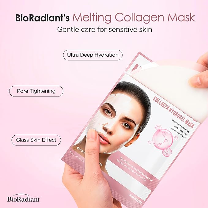 Hydrogel Collagen Face Mask – Firming & Hydrating Overnight Sheet For Dry Skin & Fine Lines – Dermatologist Tested, Anti-Aging, Korean Skin Care, Clean Beauty, Non-GMO – Pack of 6