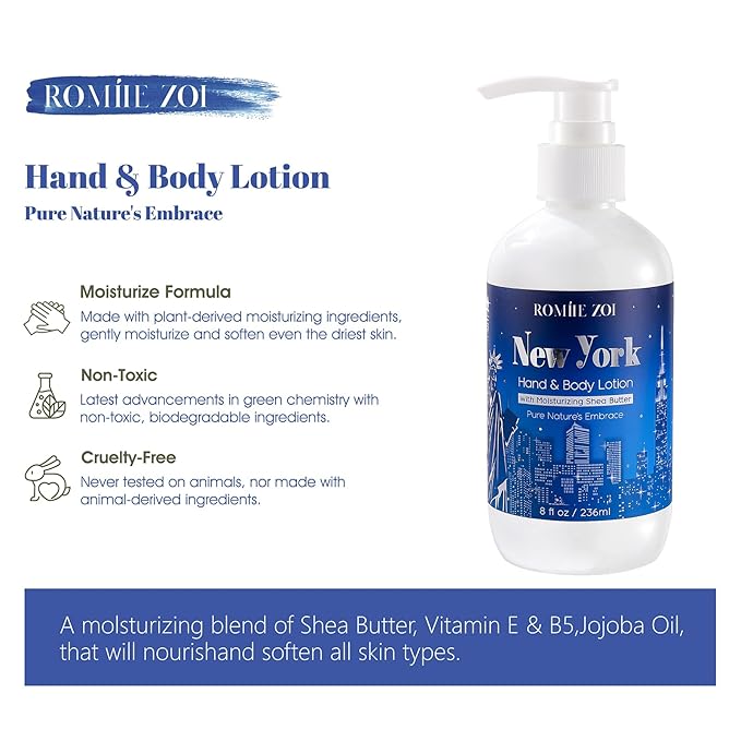 ROMIIE ZOI Daily Hand & Body Lotion with Moisturizing Shea Butter - New York with the Scent of Wood Sage & Sea Salt - 236 ML / 8 FL OZ
