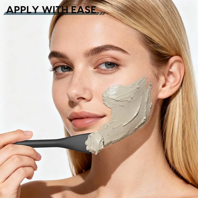 Silicone Facial Cleansing Brush - 2PC Double Ended Exfoliator for Deep Pore Cleaning, Blackhead Removal & Makeup Application - Soft, Hygienic & Waterproof Face Scrubber Massager（Black+Gray）