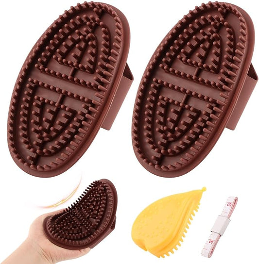 2 Pcs Meridian Massage Brush,with mini Heart Shaped Brush and Tape Measuring Tape Full Body Massage Brushes for Full Body SPA Massager Relaxation(Color:Brown + Yellow)