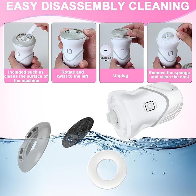 Electric Foot Callus Remover for Women Men, Rechargeable Electric Foot File Pedicure Tool with 2 Speeds and 6 Grinding Heads, Portable Feet Grinder for Cracked Dry Heels Dead Skin Calluses