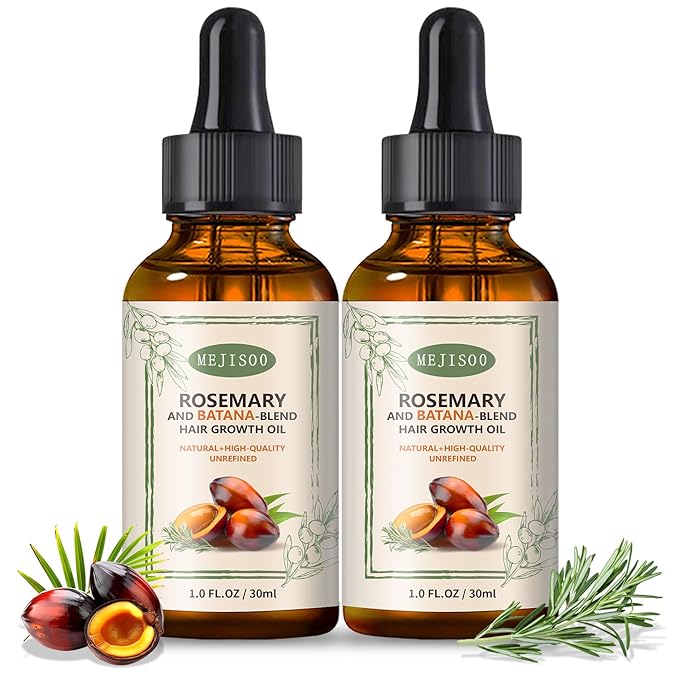 2 Pack Organic Batana Rosemary Oil for Hair Growth & Anti-Hair Loss, 2PCS 1 fl oz Natural DHT Blocker Scalp Treatment for Thinning Hair, Nourishing Dry Scalp & Strengthening Follicles