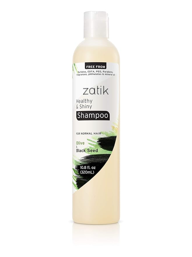 Zatik Naturals - Healthy & Shiny Shampoo + Conditioner set, with Olive and Black Seed, Voluminizing and Safe for Color Treated Hair - one of each 10.80 fl oz.