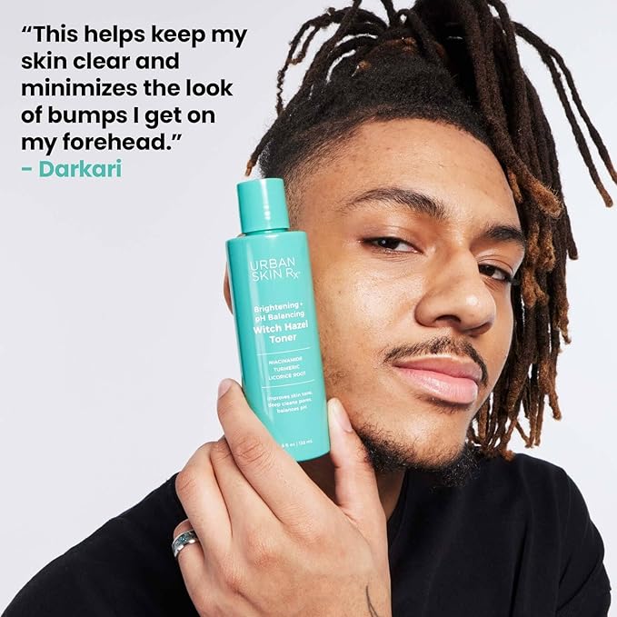 Urban Skin Rx® Witch Hazel Brightening & pH Balancing Toner, Exfoliated & Clarifies Clogged Pores, Improves The Appearance of Uneven Skin Tone, Reduces Redness & Brightens Dull Complexions, 4.5 Fl Oz