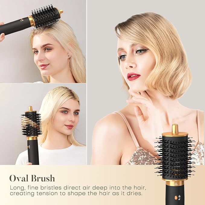 Air Styler 5 in 1, Hair Dryer Brush & Multi-Styler with 110,000 RPM High-Speed Powerful Motor, Auto-Wrap Curler, Cushion Massager, Oval Brush, Diffuser, Nozzle Attachment