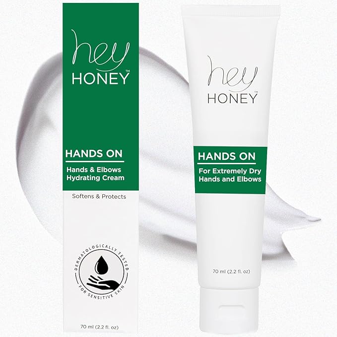 Hey Honey Skincare Hands & Feet Haydration Treatment Gift Set | Spa Grade Home Treatment For Extremely Dry Skin | Instant Relief For Cracked Elbows, Feet and Heels | 7.5 Oz