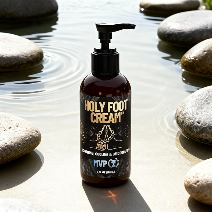 Derm Dude Holy Foot Cream for Dry Cracked Heels and Feet | Moisturizing Lotion Formulated w/All-Natural DeoPlex for Odor Control & Arrowroot for Deep Hydration - MVP Scent 4oz (1pack)