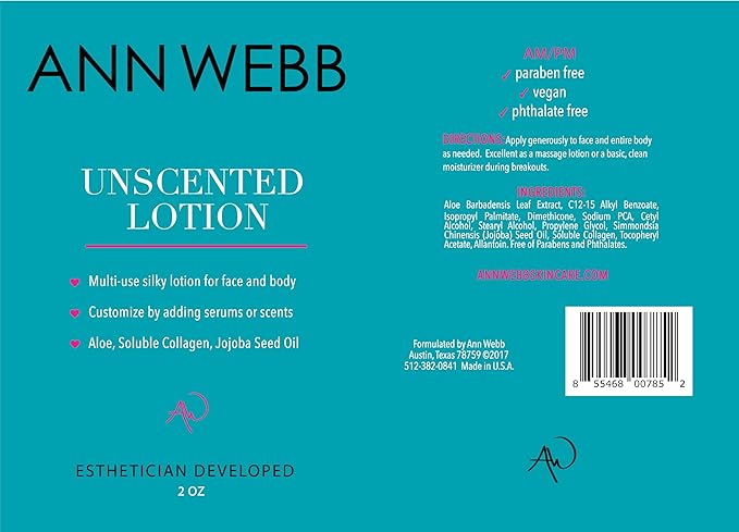 Unscented Lotion for Dry Skin- Fragrance Free, Hypoallergenic, Organic, All-Natural, Non-Greasy Cream for Sensitive, Dry Skin - Face & Body Lotion - Formerly Skin Lotion 2oz