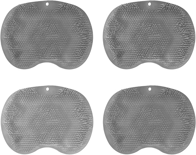 4-Pack Bath Scrubber Mat for Back Scrubbing and Foot Exfoliation - Dual-Use Shower Mats with Non-Slip Suction Cups - Soft, Durable, and Hygienic - Perfect for Full-Body Cleansing and Spa-Like Comfort