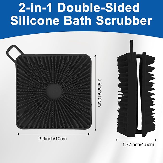 Silicone Body Scrubber 2pcs Silicone Loofah Silicones Shower Scrubber Exfoliating Body Scrubber for Women Men Soft Silicones Bath Shower Brush & Scalp Massager for All Skin Lather Well (Black,Pink)