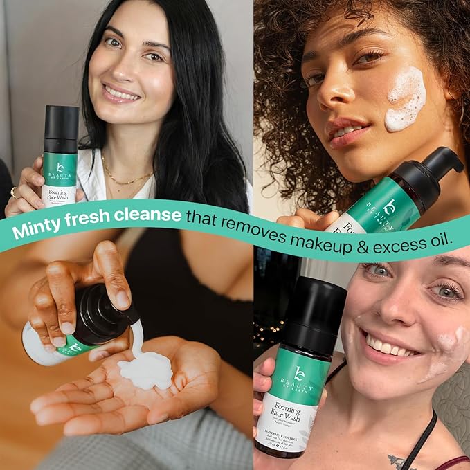 Beauty by Earth Foaming Face Wash Cleanser – Natural & Organic Ingredients, Vegan Facial Wash, Gentle Daily Cleanser for Sensitive, Oily & Acne Prone Skin, Made in USA