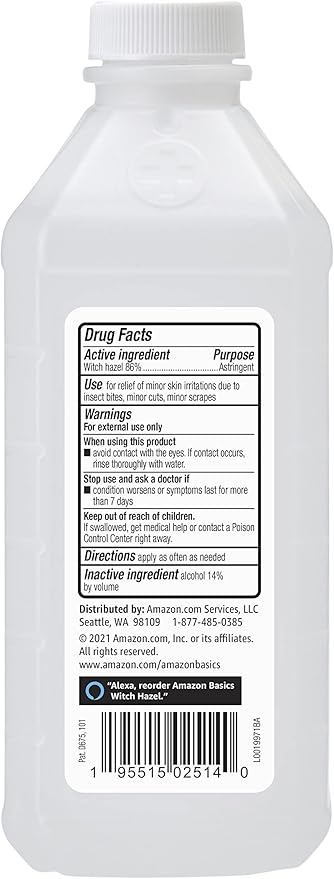 Amazon Basics Witch Hazel USP Astringent, Unscented, 16 Fluid Ounces (Previously Solimo)