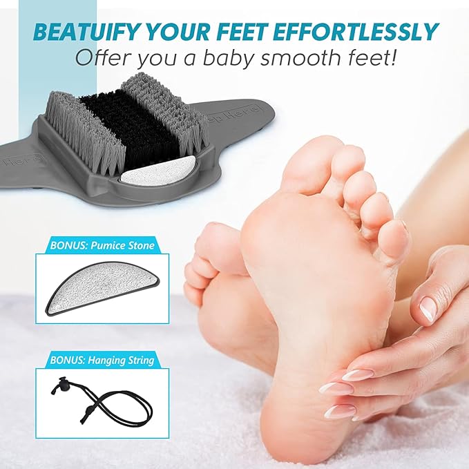 BESKAR Shower Foot Scrubber Mat with Pumice Stone, Cleans, Exfoliates & Smooths Your Foot Without Bending in The Shower or Bathtub, Foot Dead Skin & Callus Remover, Upgraded Non-Slip Suction Cups