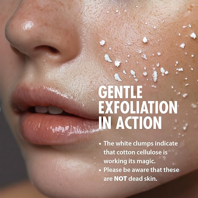 Ebanel Brightening Peeling Gel with Cotton Cellulose, Rice, Papaya, Centella, Hyaluronic Acid for Face and Body, Gentle Exfoliating Face Scrub Gel Peel Wash, Deep Pore Cleanser Minimizer Exfoliator