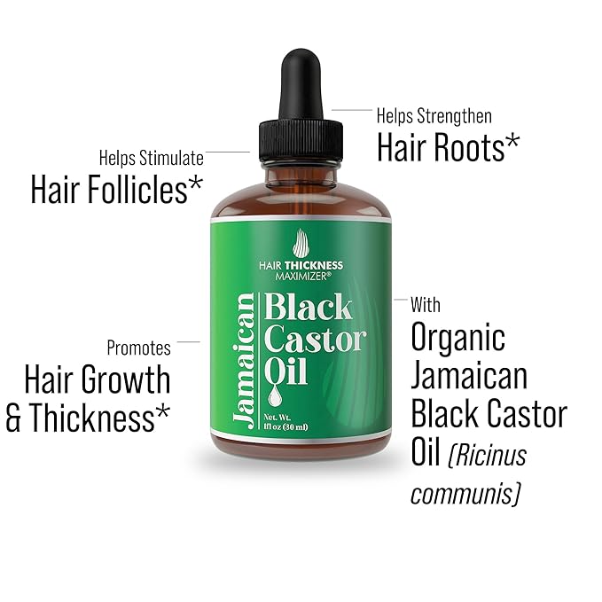 Jamaican Black Castor Oil for Hair Growth. Strengthens & Hydrates Thinning, Dry Hair for a Healthier-Looking Scalp. For Women & Men – Vegan & Unscented 1oz Serum