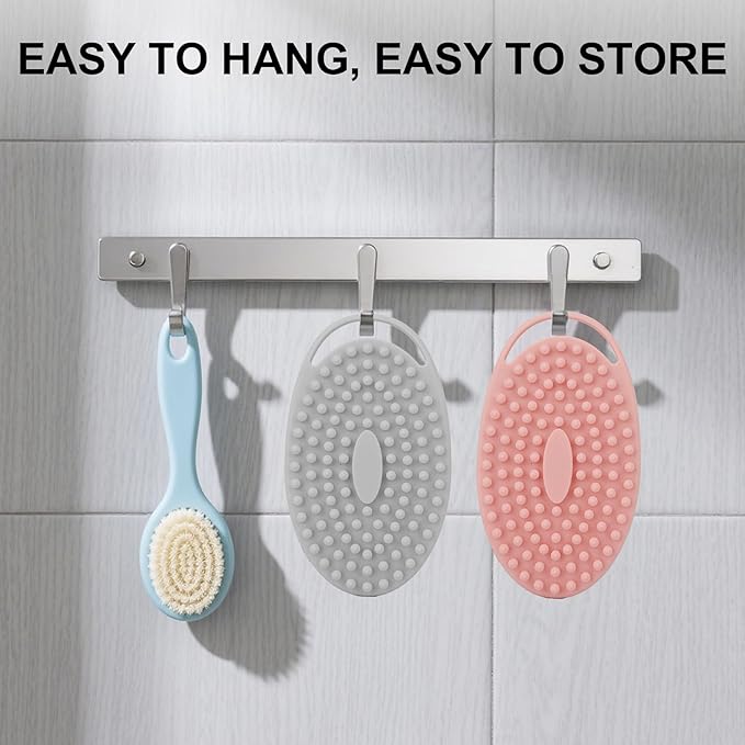 Soft Silicone Body Scrubber, 2 PCS Exfoliating Silicone Loofah, Body Scrubber Shower Brush Exfoliating and Massage 2 in 1, Bath Shower Brush for Cleaning Sensitive Skin Kids Women Men, Lather Well