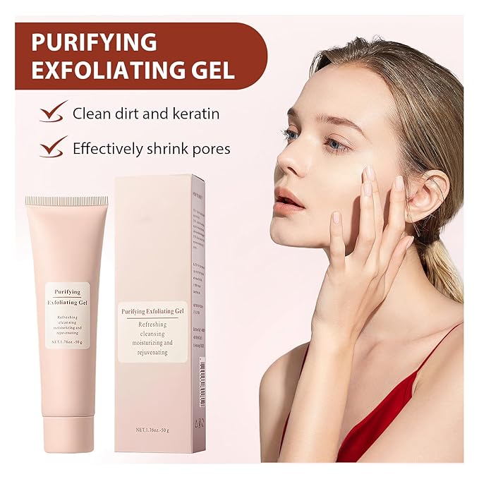 Purifying Exfoliating Gel, Facial Exfoliator Cleanser, Natural Exfoliating Gel Purifying Cream, Deep Cleansing Face and Body Exfoliator Scrub for All Skin (2 Pcs)