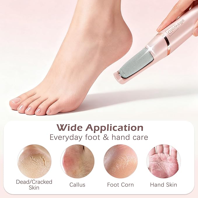 Glowelle Electric Foot Callus Remover, Electric Callus Remover for Foot, Rechargeable Portable Pedicure Tool Kit, Smooth Foot File Tools for Dead Hard Cracked Dry Skin, Foot Care for Women,Men Gift