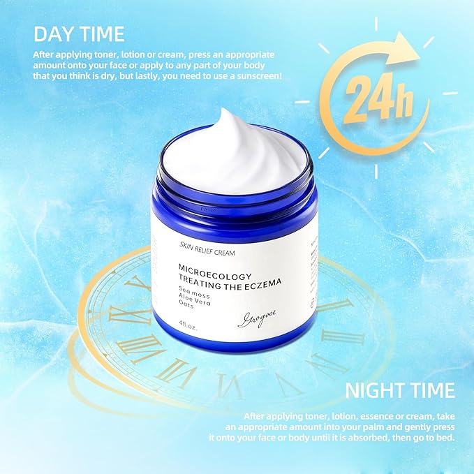 Crogooe Natural Organic Eczema Soothing Cream Made With Sea Moss Aloe Vera, Oats! Sensitive Skin Dry Skin Hydrating Comfort Moisture Fragrance Free Skin care