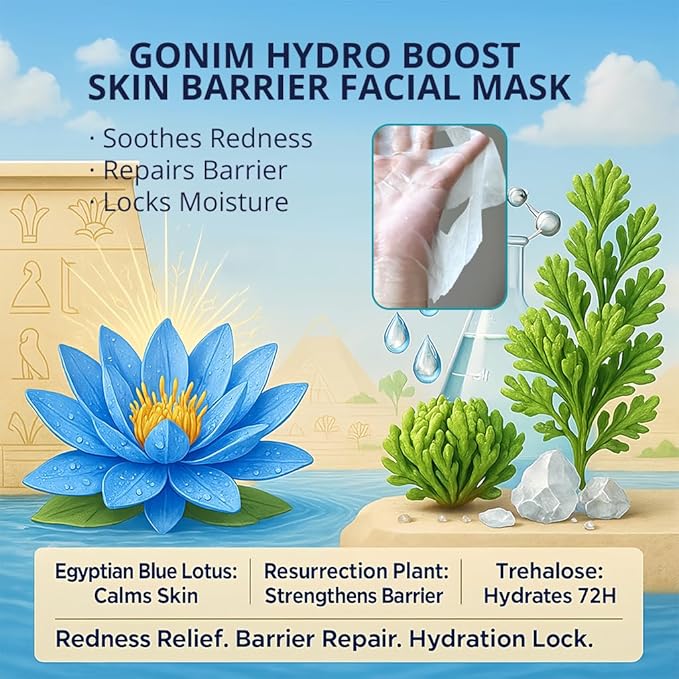 GONIM Face Mask Korean Skin Care with Hyaluronic Acid Serum, Collagen Activation, Vitamin C-Face Masks Skincare Hydration, Moisturizing Sheet Mask, Travel Essentials, Korean Face Mask 30ml x5pcs